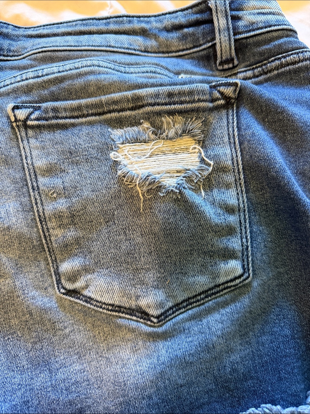 KanCan Blue Washed Distressed Denim Jeans with metal Logo Plate - Picture 10 of 12